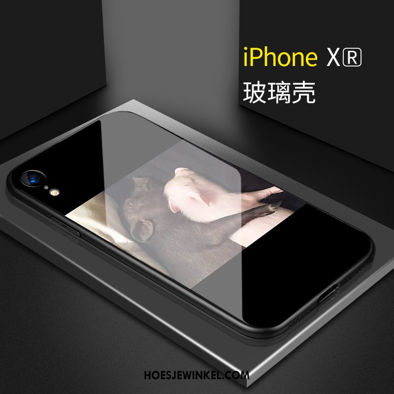 iPhone Xr Hoesje Trend Hard Glas, iPhone Xr Hoesje Mini Mobiele Telefoon