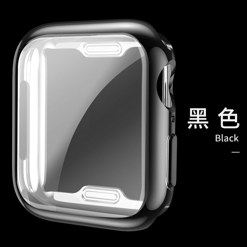 Apple Watch Series 4 Hoesje Zwart Plating Bescherming, Apple Watch Series 4 Hoesje All Inclusive Skärmskydd