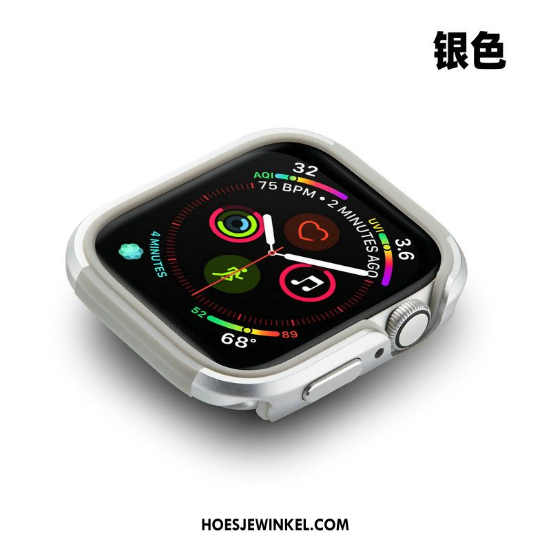 Apple Watch Series 5 Hoesje Blauw Bescherming Metaal, Apple Watch Series 5 Hoesje Omlijsting Anti-fall