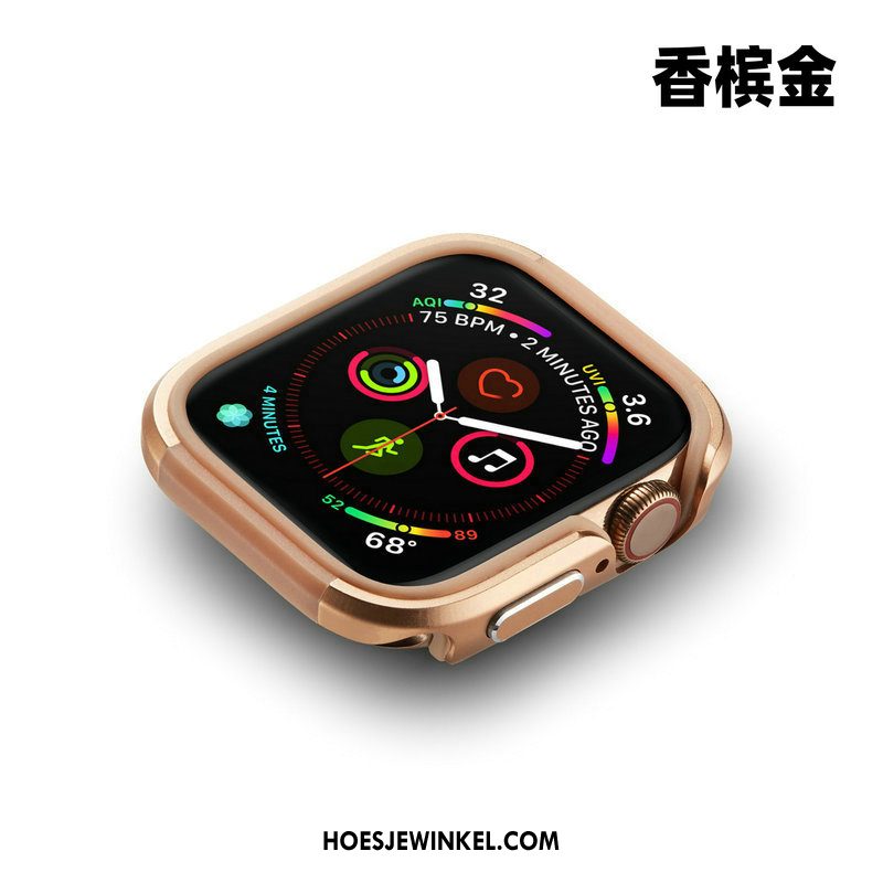 Apple Watch Series 5 Hoesje Blauw Bescherming Metaal, Apple Watch Series 5 Hoesje Omlijsting Anti-fall