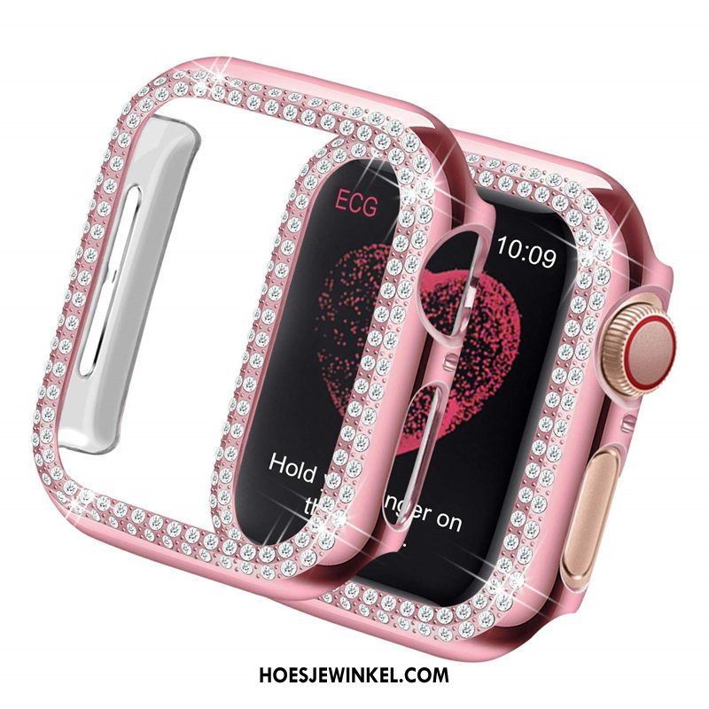 Apple Watch Series 5 Hoesje Lichte En Dun Omlijsting Met Strass, Apple Watch Series 5 Hoesje Plating Trend