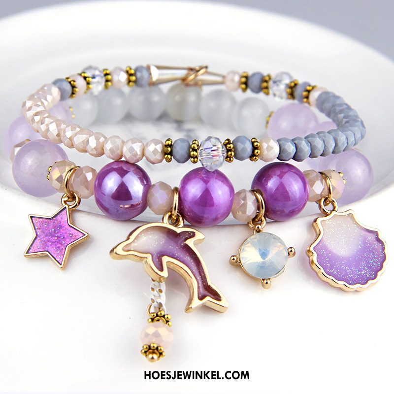 Armbanden Dames Accessoires Alle Wedstrijden Purper, Armbanden Vrouwen Meerlaags