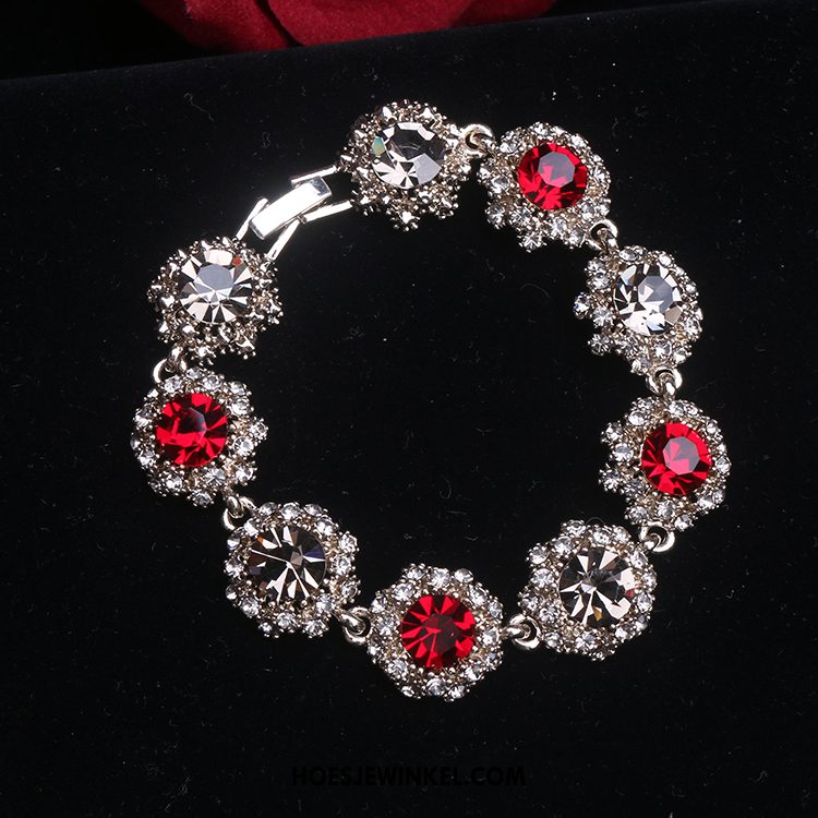 Armbanden Dames Accessoires Vintage Mesh, Armbanden Elegante Geschenk Rot
