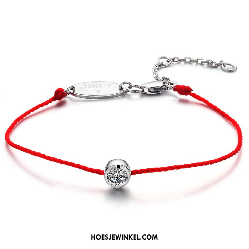 Armbanden Dames Verjaardagscadeau Mannen Lovers, Armbanden Mini Zuiver Rot Silber