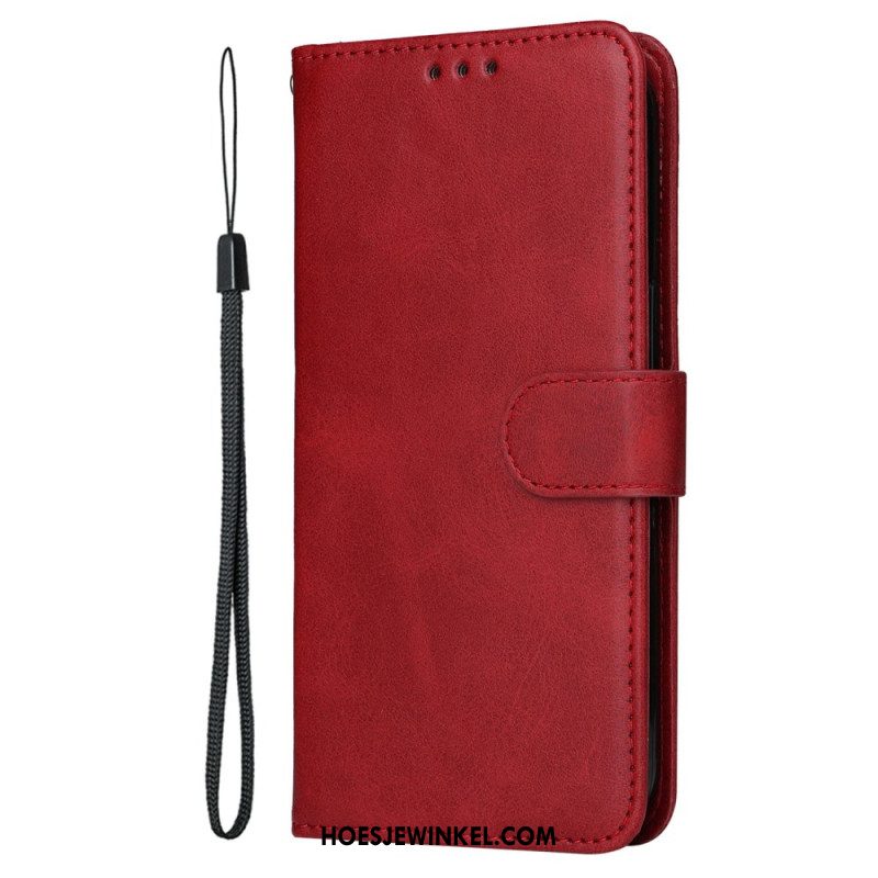 Bescherming Hoesje Oppo Reno 13f 4g / 5g / 13 Fs 5g Effen Kunstleer Met Bandje