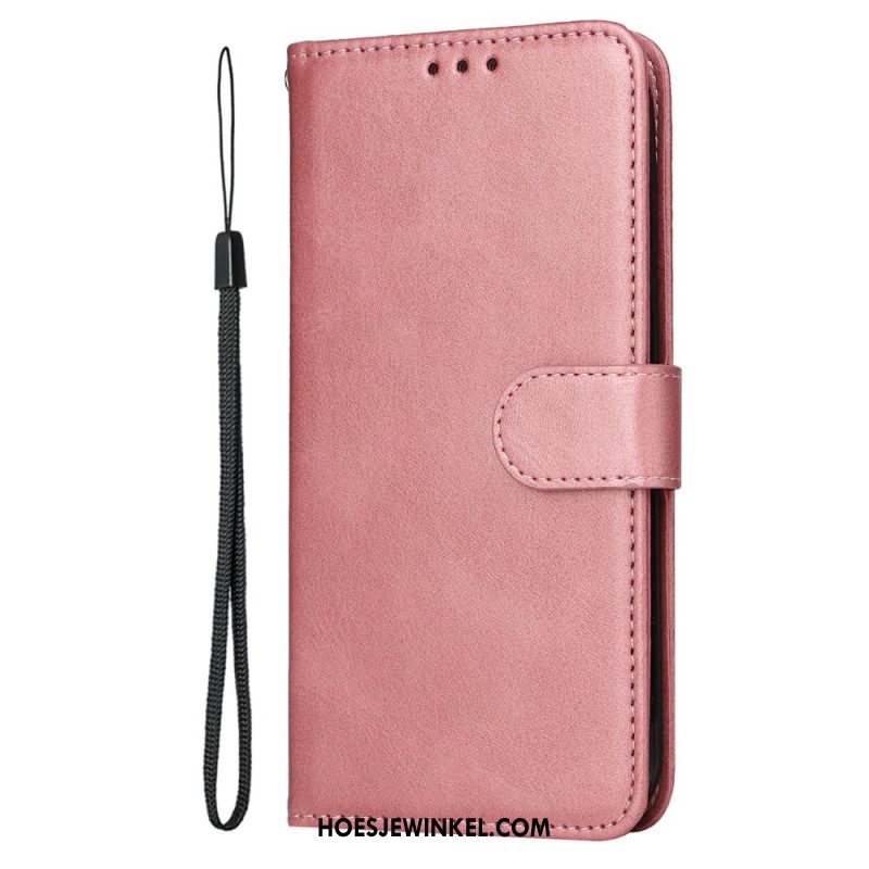 Bescherming Hoesje Oppo Reno 13f 4g / 5g / 13 Fs 5g Effen Kunstleer Met Bandje