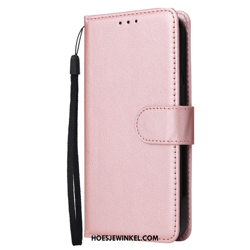 Bescherming Hoesje Oppo Reno 14 5g Effen Leerlook Met Bandje