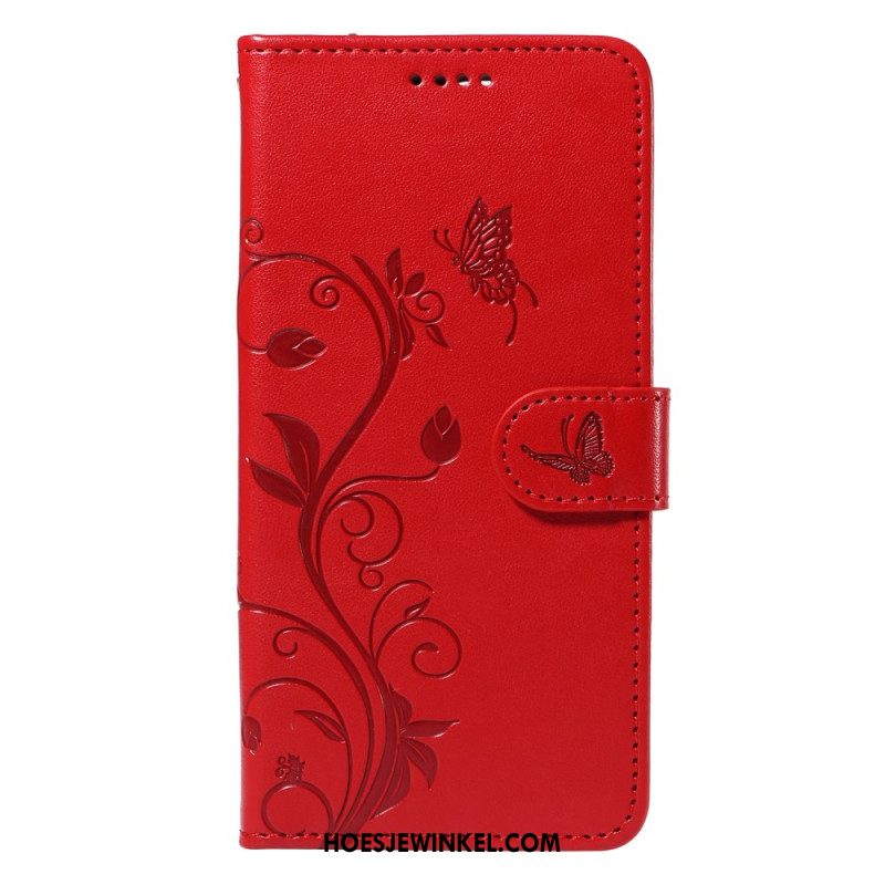 Bescherming Hoesje Samsung Galaxy A15 5g Abrikozenbloemen Met Riempje