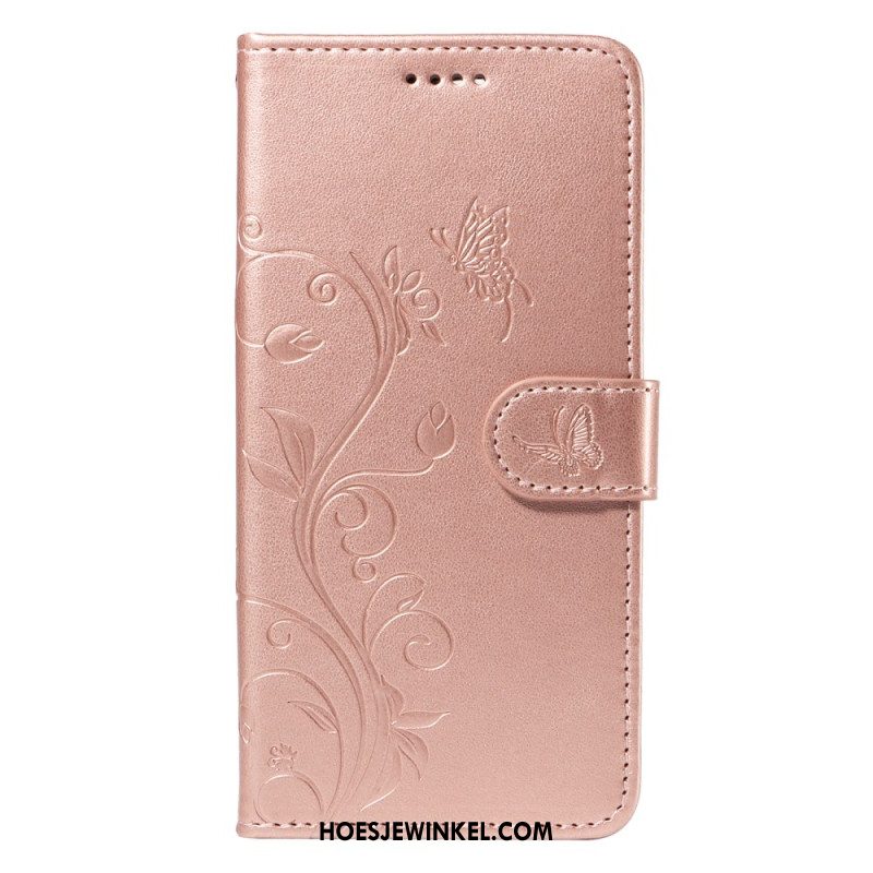 Bescherming Hoesje Samsung Galaxy A15 5g Abrikozenbloemen Met Riempje