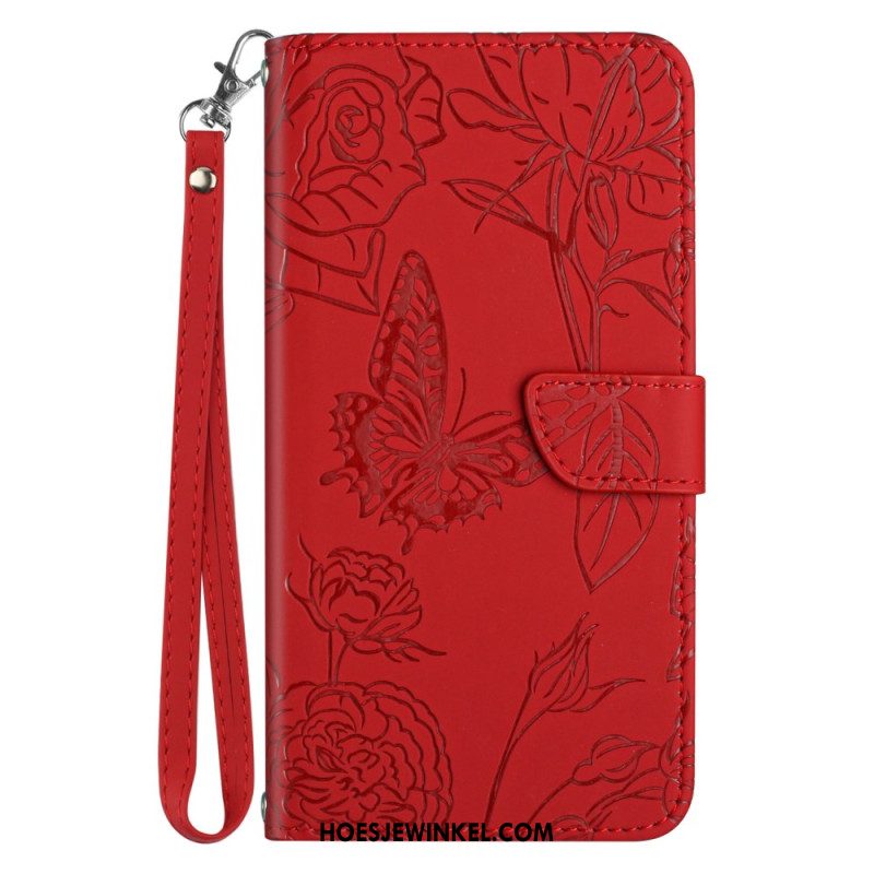 Bescherming Hoesje Samsung Galaxy S25 5g Edge Vlinderprint Met Bandje