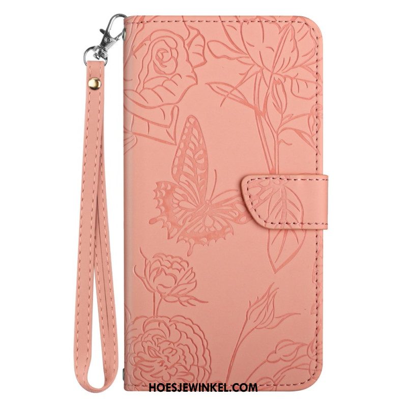 Bescherming Hoesje Samsung Galaxy S25 5g Edge Vlinderprint Met Bandje