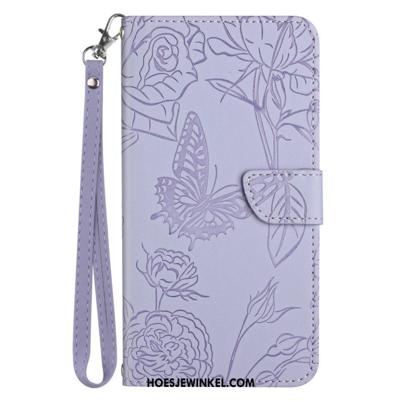 Bescherming Hoesje Samsung Galaxy S25 5g Edge Vlinderprint Met Bandje