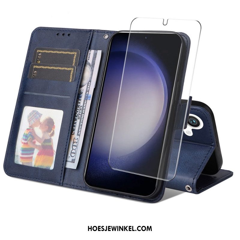 Bescherming Hoesje Samsung Galaxy S25 5g Enkay Screenprotector Van Imitatieleer Met Gehard Glas