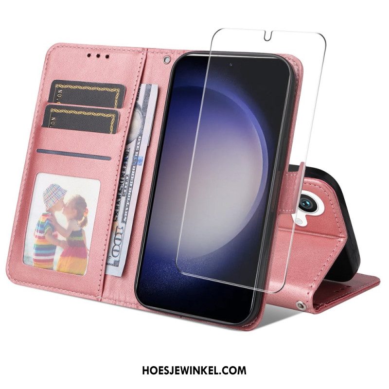 Bescherming Hoesje Samsung Galaxy S25 5g Enkay Screenprotector Van Imitatieleer Met Gehard Glas