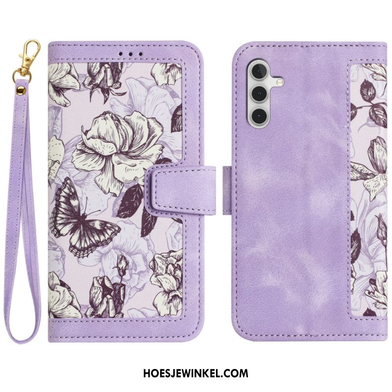 Bescherming Hoesje Samsung Galaxy S25 5g Portemonnee Met Bloemenprint