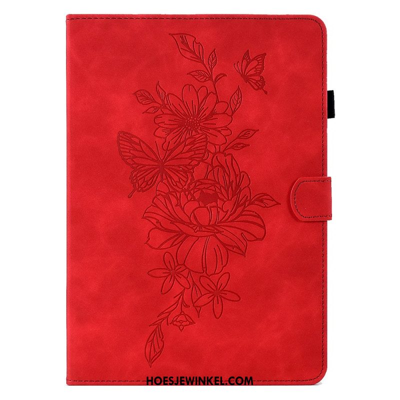 Bescherming Hoesje Samsung Galaxy Tab S11 Suède Bloem- En Vlindereffect