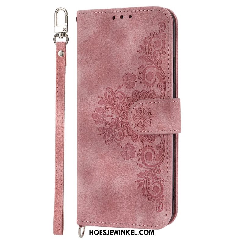 Bescherming Hoesje Samsung Galaxy Z Fold 6 Kantpatroon Met Band En Schouderband