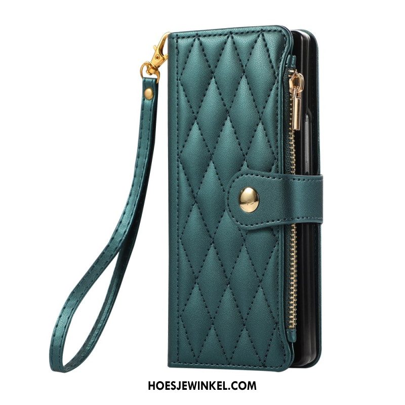 Bescherming Hoesje Samsung Galaxy Z Fold 7 Gewatteerd Met Riempje