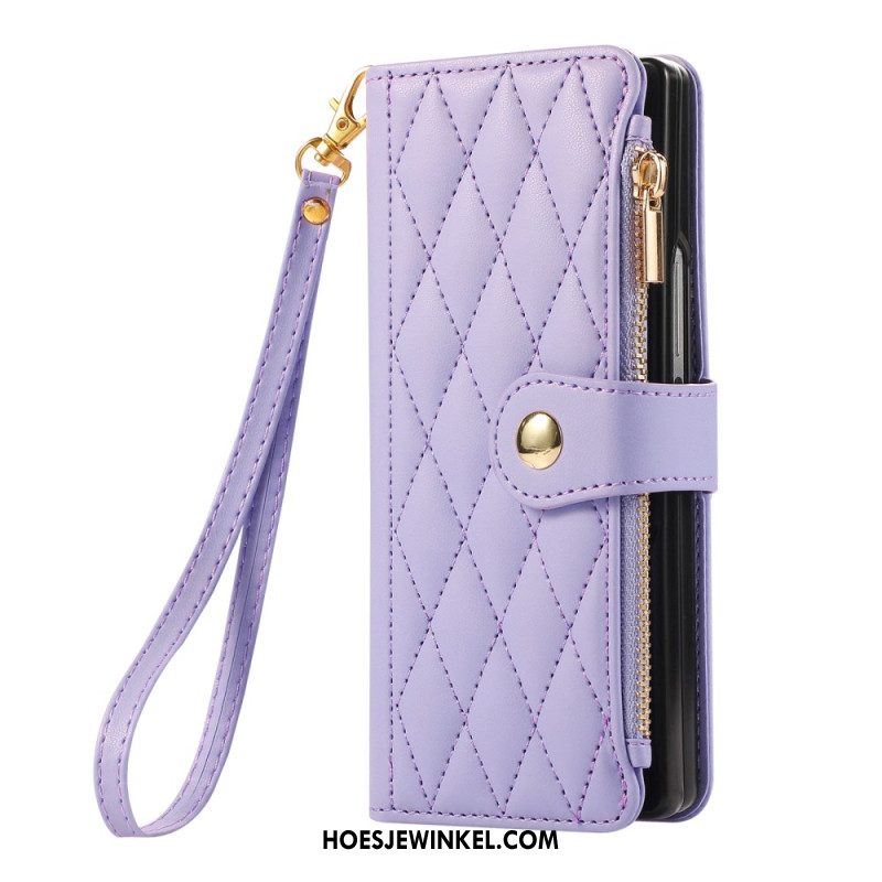 Bescherming Hoesje Samsung Galaxy Z Fold 7 Gewatteerd Met Riempje