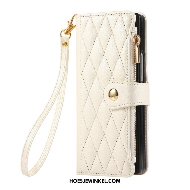 Bescherming Hoesje Samsung Galaxy Z Fold 7 Gewatteerd Met Riempje