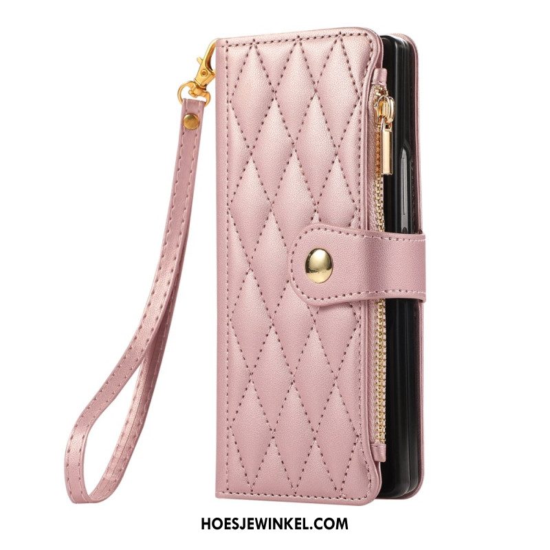 Bescherming Hoesje Samsung Galaxy Z Fold 7 Gewatteerd Met Riempje