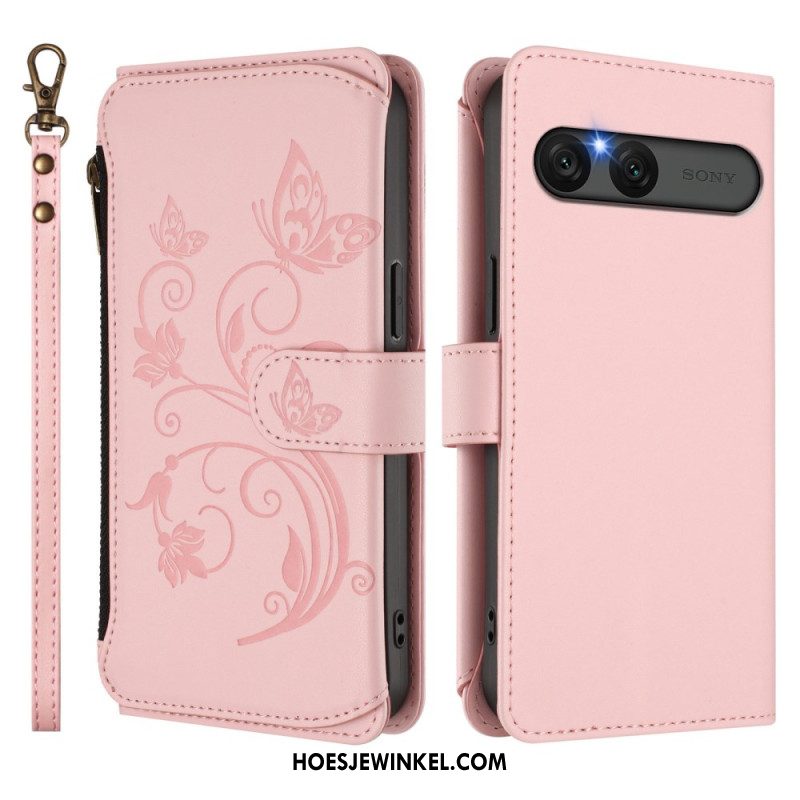 Bescherming Hoesje Sony Xperia 10 Vii Rfid-portemonnee Met Bloemenprint