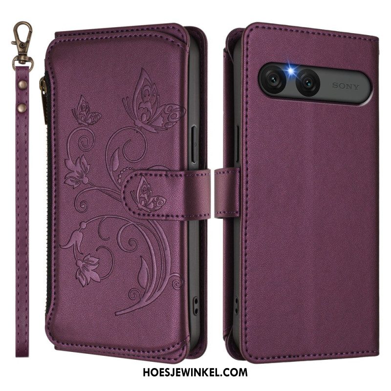 Bescherming Hoesje Sony Xperia 10 Vii Rfid-portemonnee Met Bloemenprint