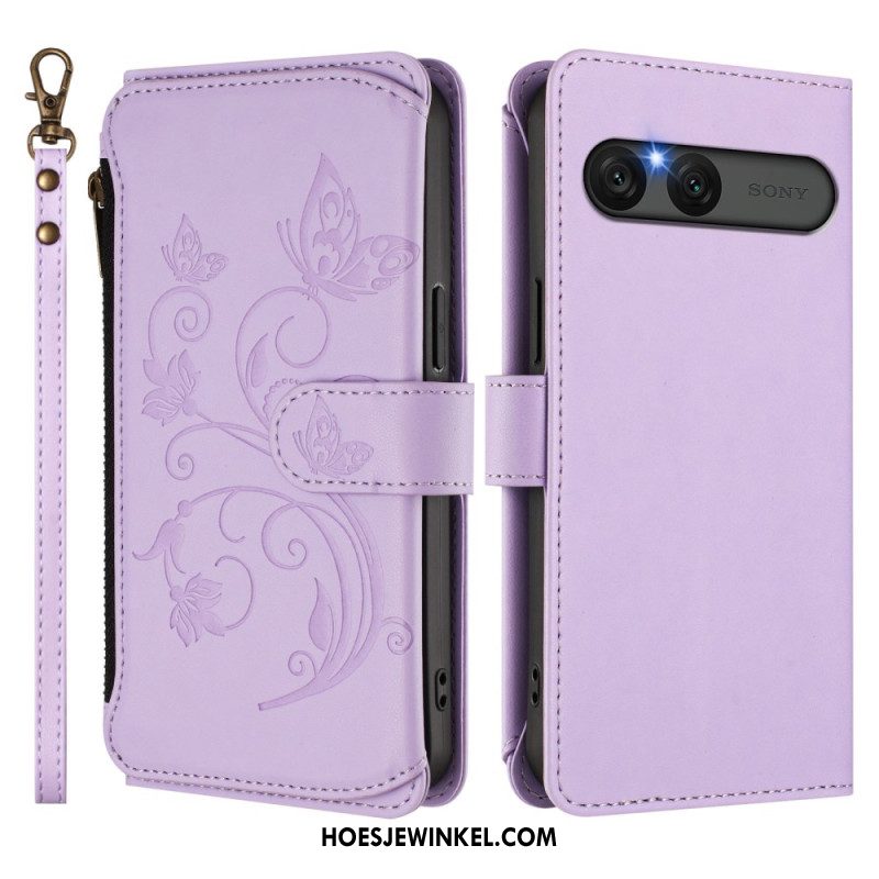 Bescherming Hoesje Sony Xperia 10 Vii Rfid-portemonnee Met Bloemenprint