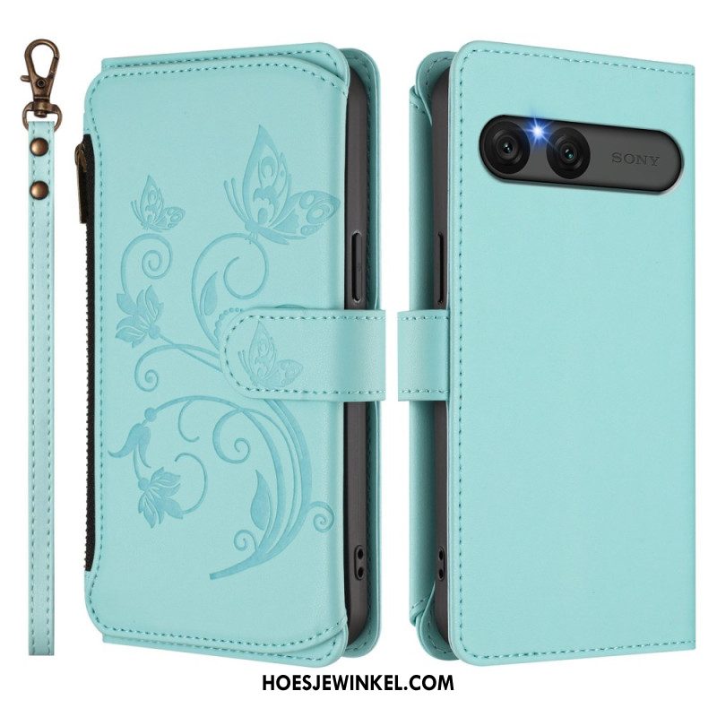 Bescherming Hoesje Sony Xperia 10 Vii Rfid-portemonnee Met Bloemenprint