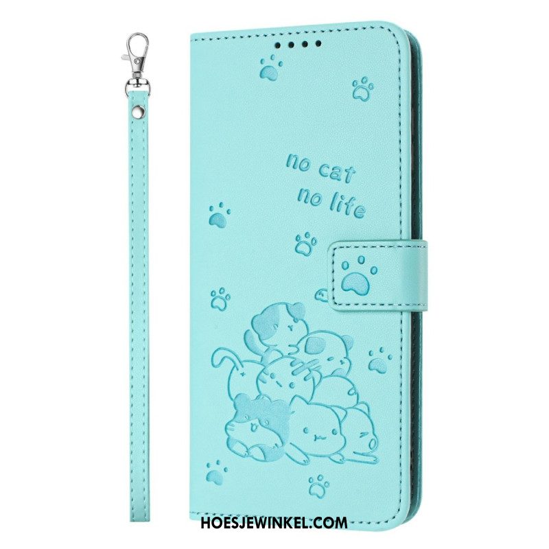 Bescherming Hoesje Xiaomi 17 Kattenpatroon Met Koord
