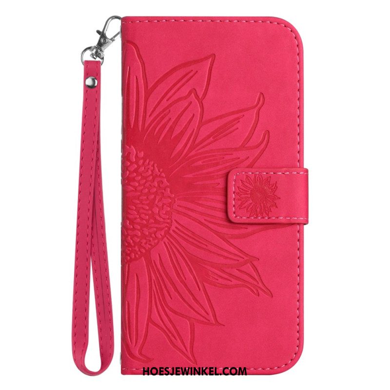 Bescherming Hoesje Xiaomi Redmi Note 14 5g Zonnebloemprint Met Bandje