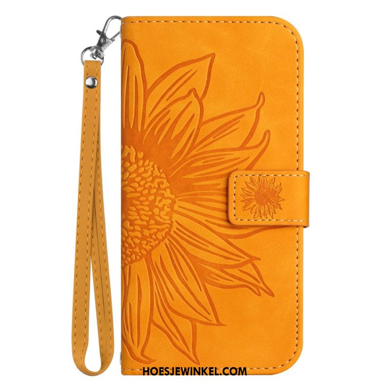 Bescherming Hoesje Xiaomi Redmi Note 14 5g Zonnebloemprint Met Bandje