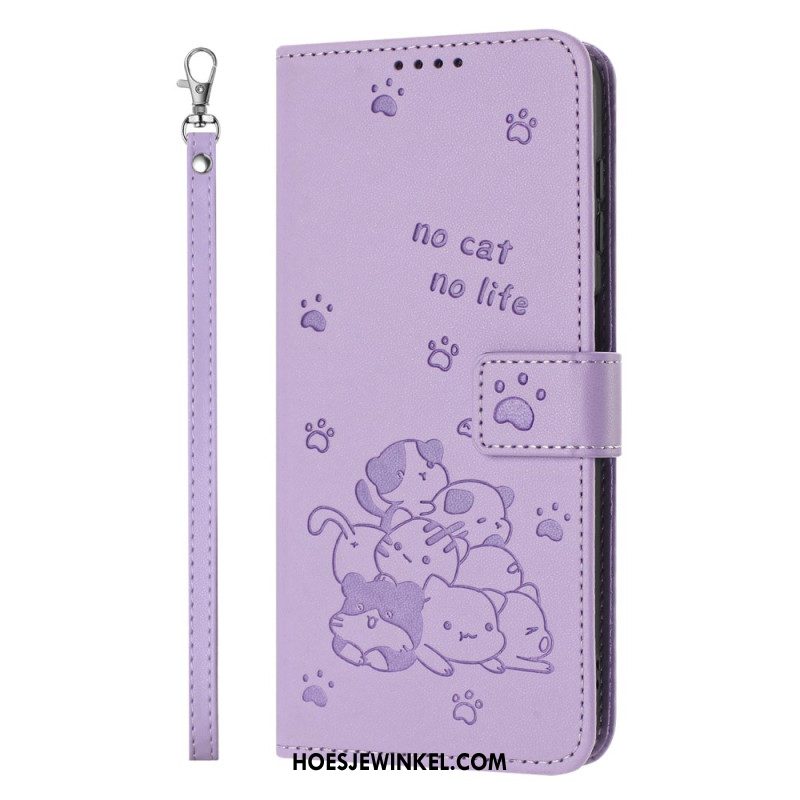 Bescherming Hoesje Xiaomi Redmi Note 14 Pro 5g Kattenscène Met Bandje