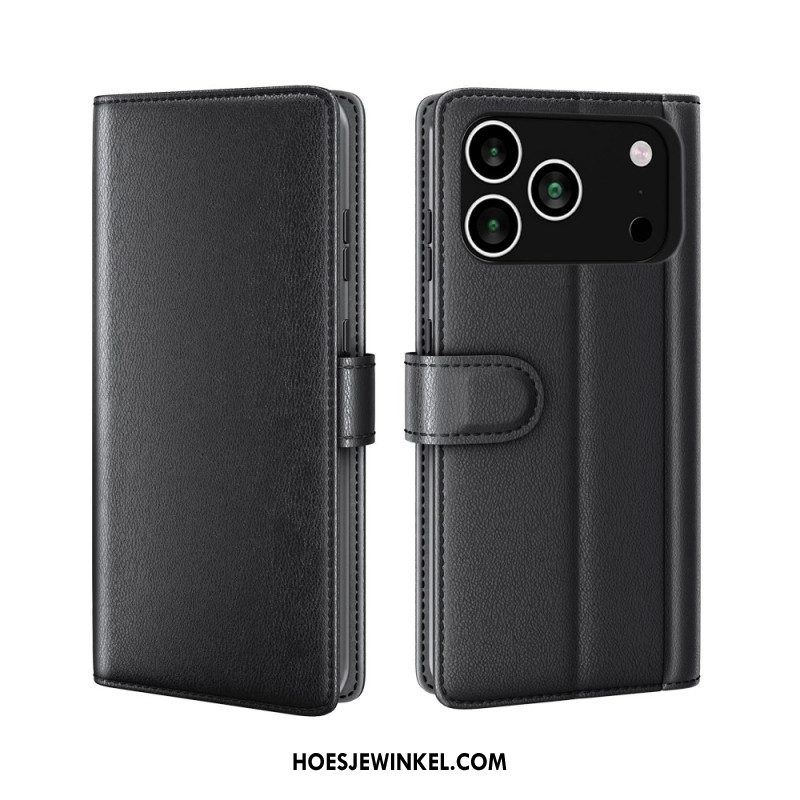 Bescherming Hoesje iPhone 17 Pro Max Portemonnee Van Echt Leer