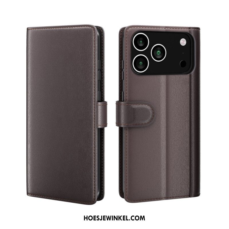 Bescherming Hoesje iPhone 17 Pro Max Portemonnee Van Echt Leer