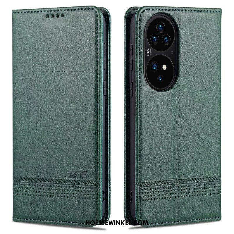 Bescherming Hoesje voor Huawei P50 Pro Folio-hoesje Azns Leerstyling