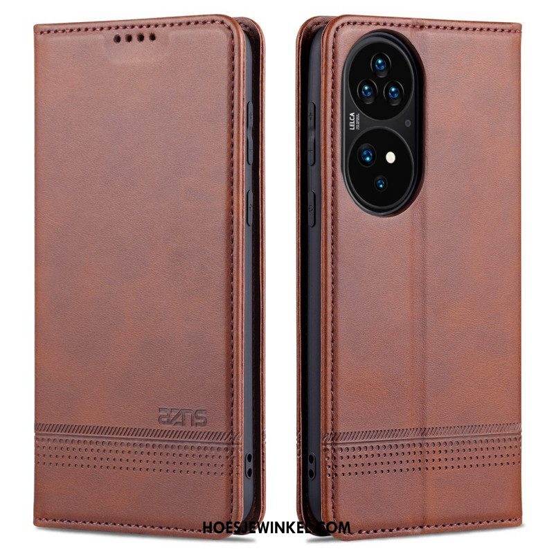 Bescherming Hoesje voor Huawei P50 Pro Folio-hoesje Azns Leerstyling