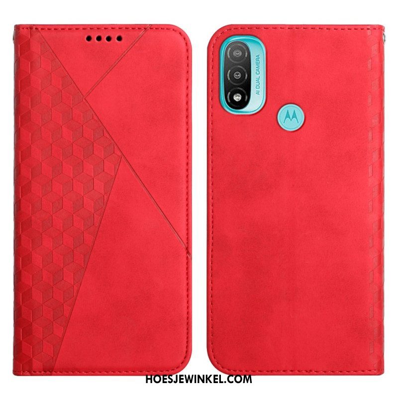 Bescherming Hoesje voor Moto E40 / E30 / E20 Folio-hoesje Geo Leereffect