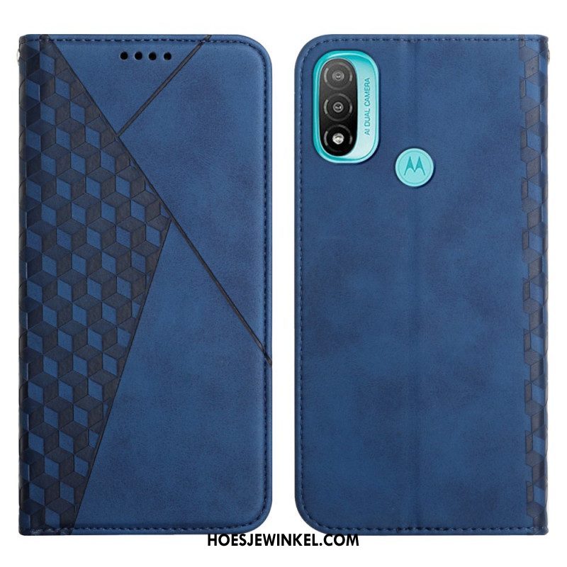 Bescherming Hoesje voor Moto E40 / E30 / E20 Folio-hoesje Geo Leereffect