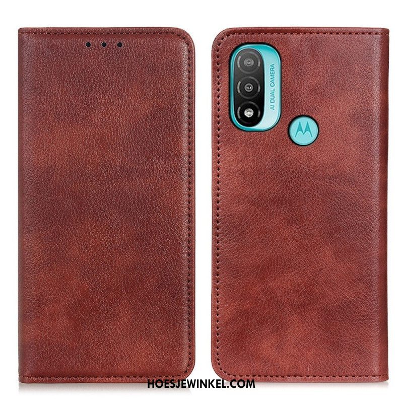 Bescherming Hoesje voor Moto E40 / E30 / E20 Folio-hoesje Getextureerd Splitleer