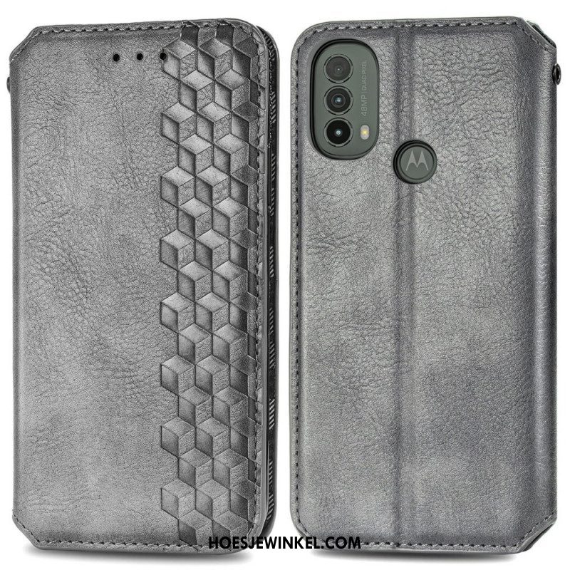 Bescherming Hoesje voor Moto E40 / E30 / E20 Folio-hoesje Leereffect Diamanttextuur