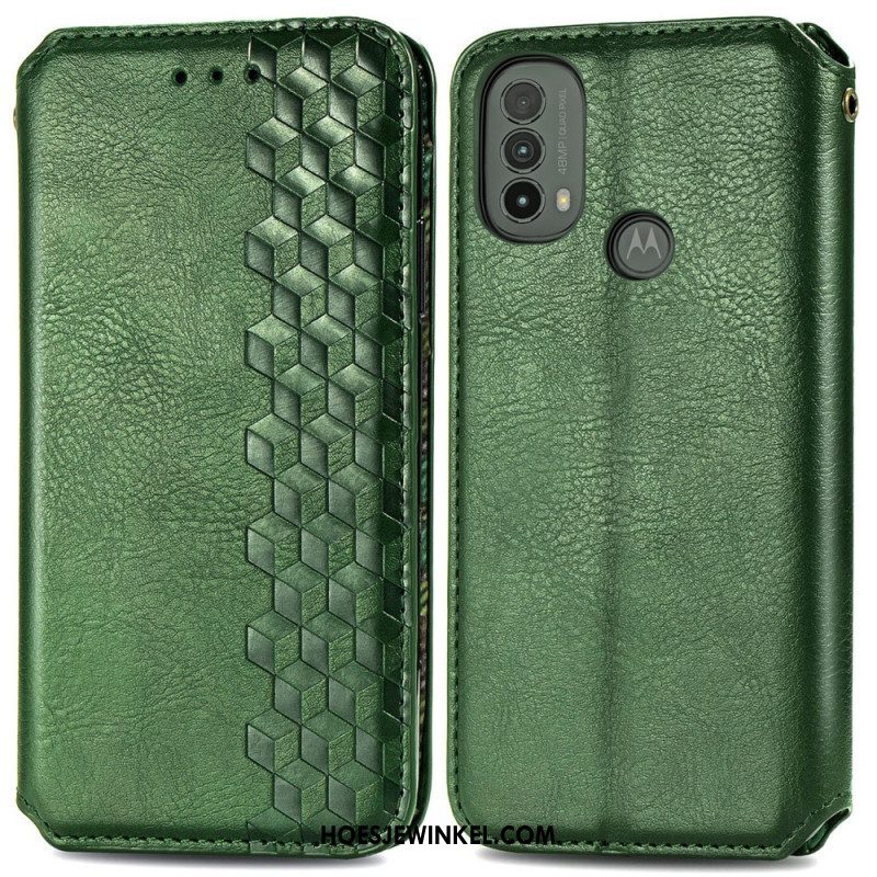 Bescherming Hoesje voor Moto E40 / E30 / E20 Folio-hoesje Leereffect Diamanttextuur