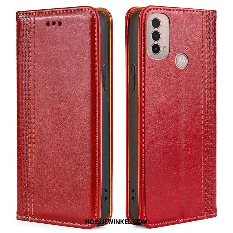 Bescherming Hoesje voor Moto E40 / E30 / E20 Folio-hoesje Litchi Split Lederen Stiksels