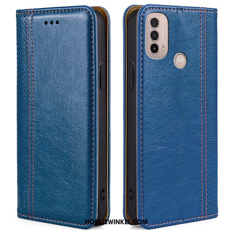 Bescherming Hoesje voor Moto E40 / E30 / E20 Folio-hoesje Litchi Split Lederen Stiksels