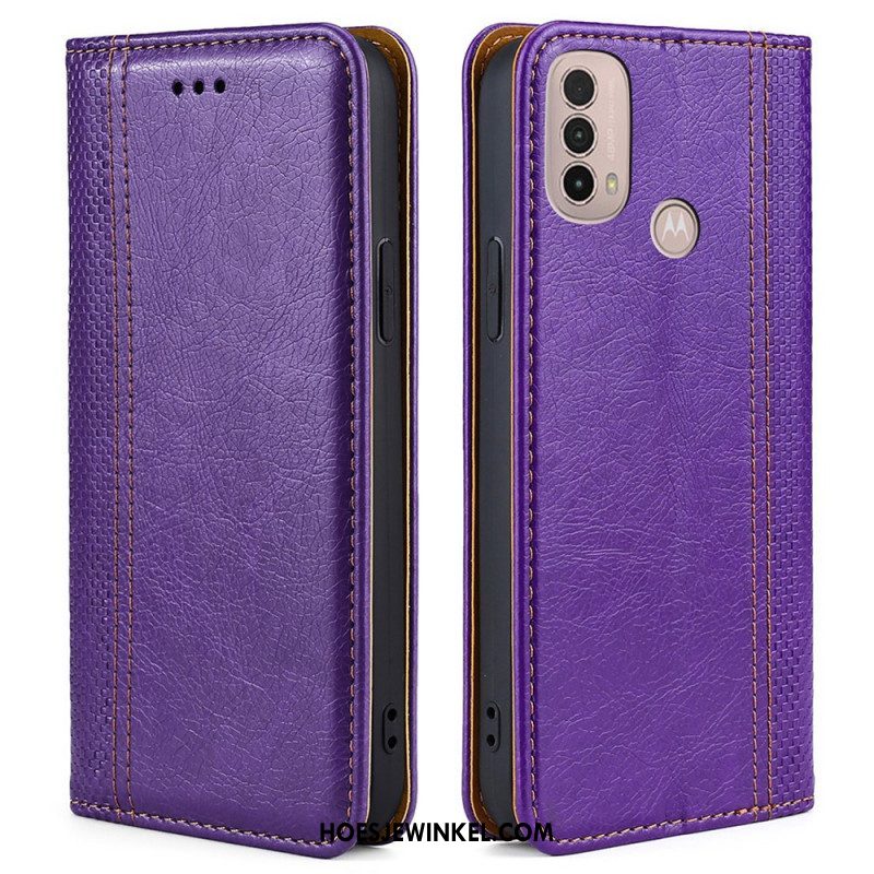 Bescherming Hoesje voor Moto E40 / E30 / E20 Folio-hoesje Litchi Split Lederen Stiksels