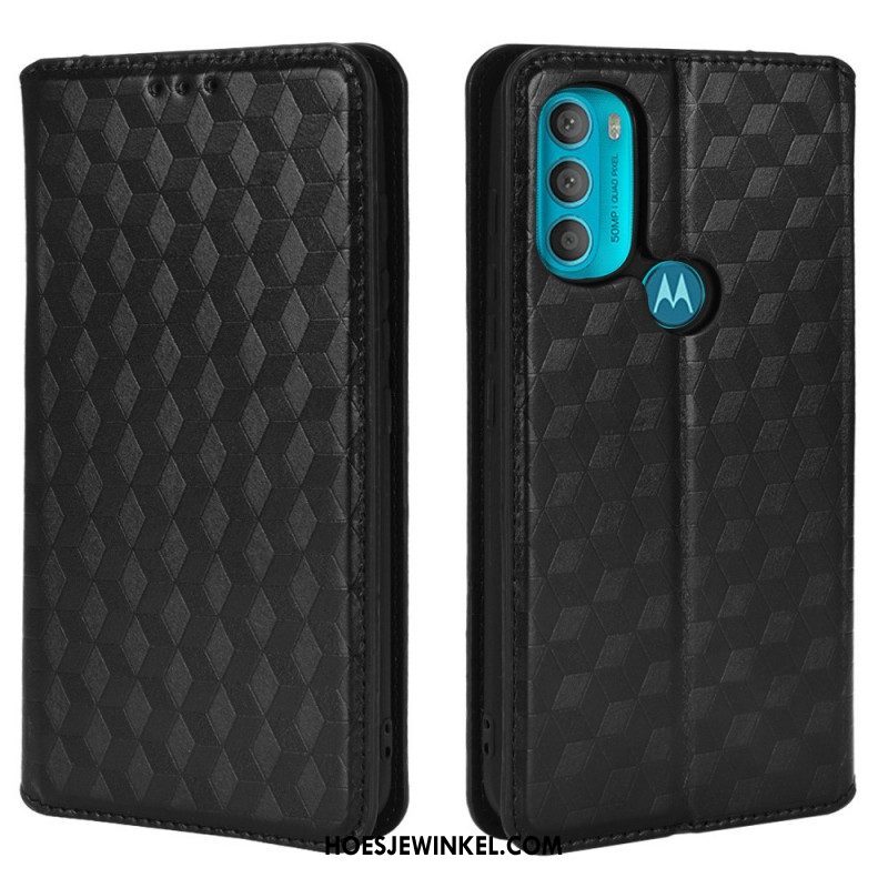 Bescherming Hoesje voor Moto G71 5G Folio-hoesje Diamant Leereffect