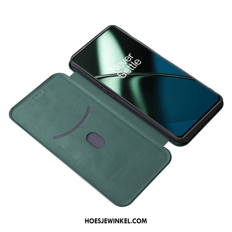 Bescherming Hoesje voor OnePlus 11 5G Folio-hoesje Gekleurde Koolstofvezel