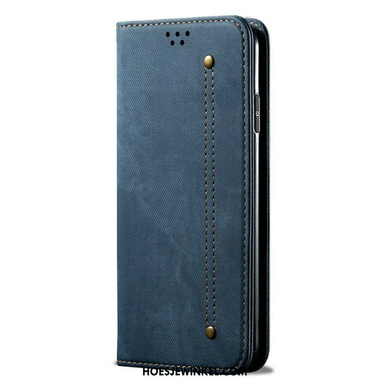 Bescherming Hoesje voor OnePlus Nord 2 5G Folio-hoesje De Textuur Van Jeans Van Het Leer Van Het Imitatieleer