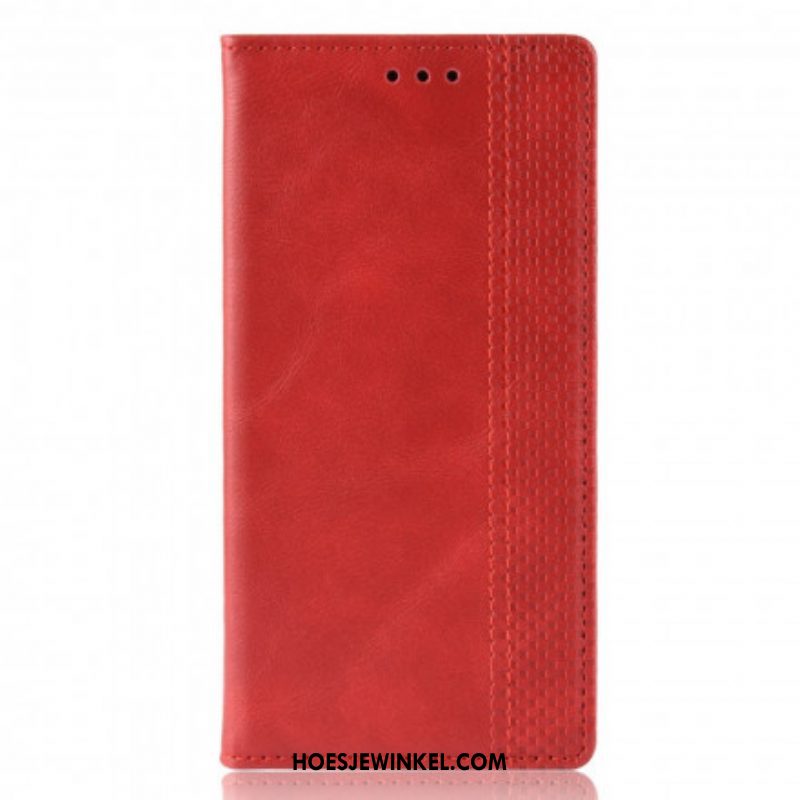 Bescherming Hoesje voor Oppo A15 Folio-hoesje Gestileerd Vintage Leereffect