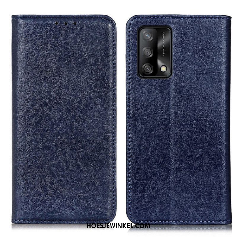 Bescherming Hoesje voor Oppo A74 4G Folio-hoesje Leer Textuur